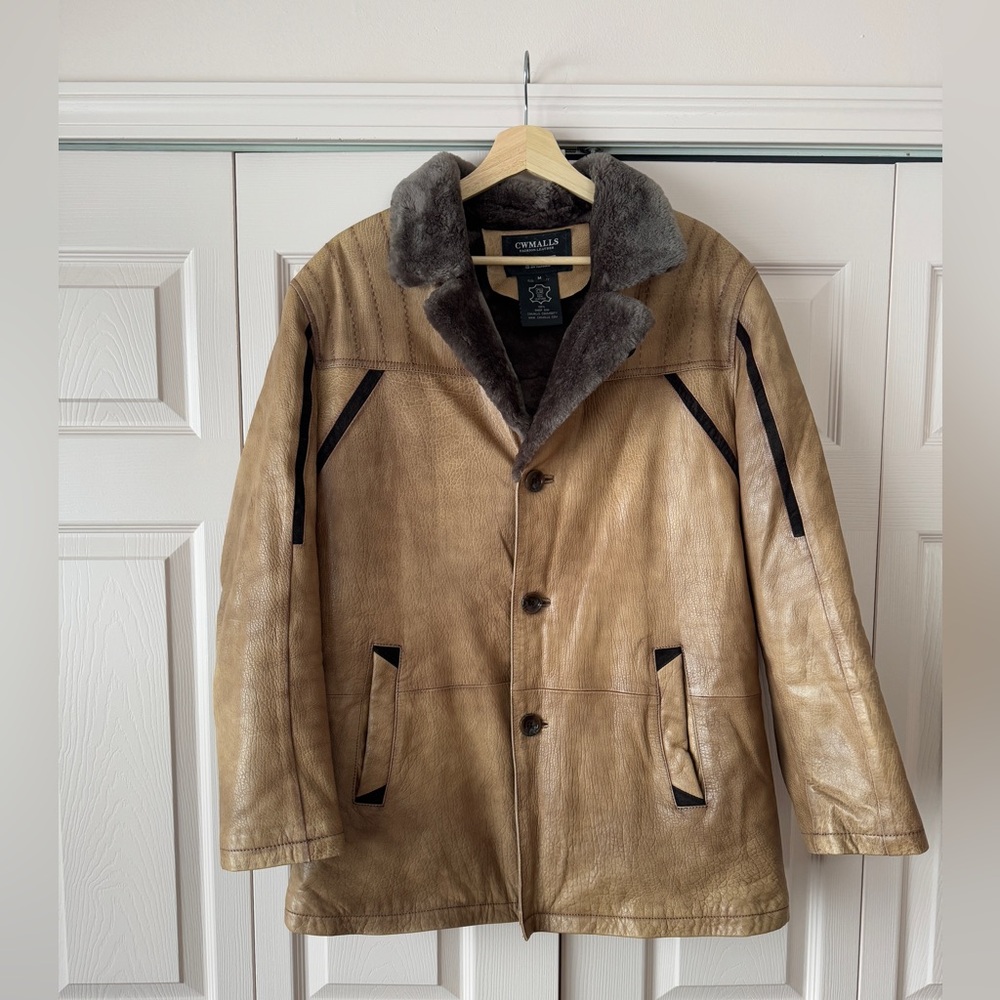 Cwmalls Men’s Sheep Skin Shearling Coat